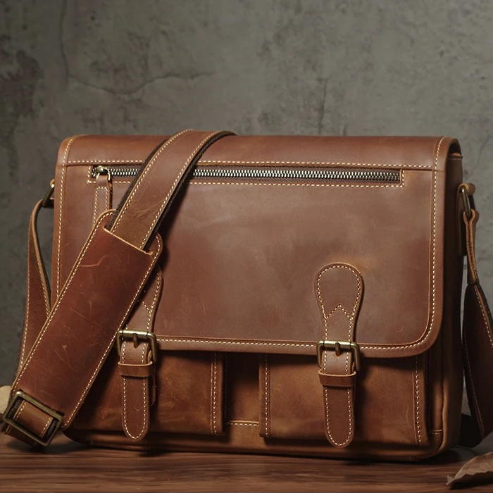 Lida Leather Messenger Satchel